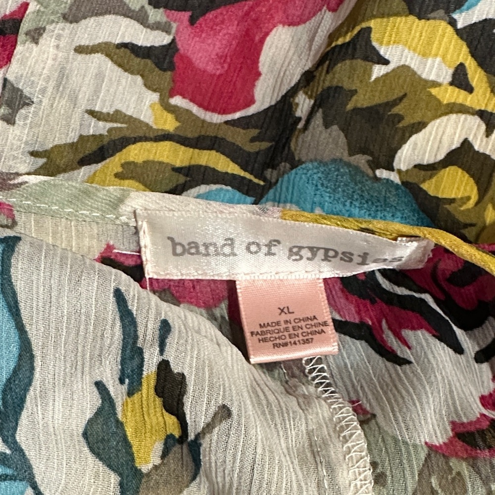 *BAND OF GYPSIES* Multicolor Floral Tie-Front Sheer Duster Robe Size XL - Picture 9 of 9
